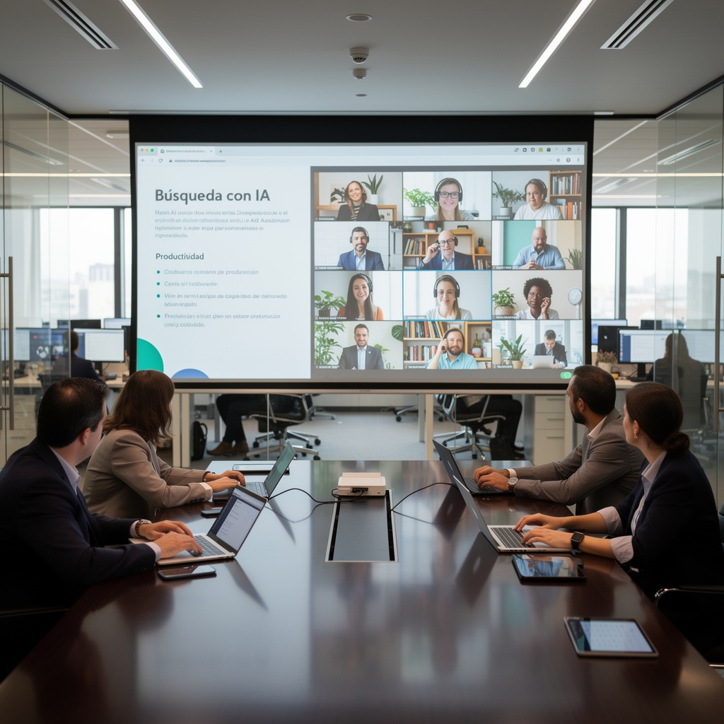 Sesión de formación grupal online con múltiples participantes de una empresa española